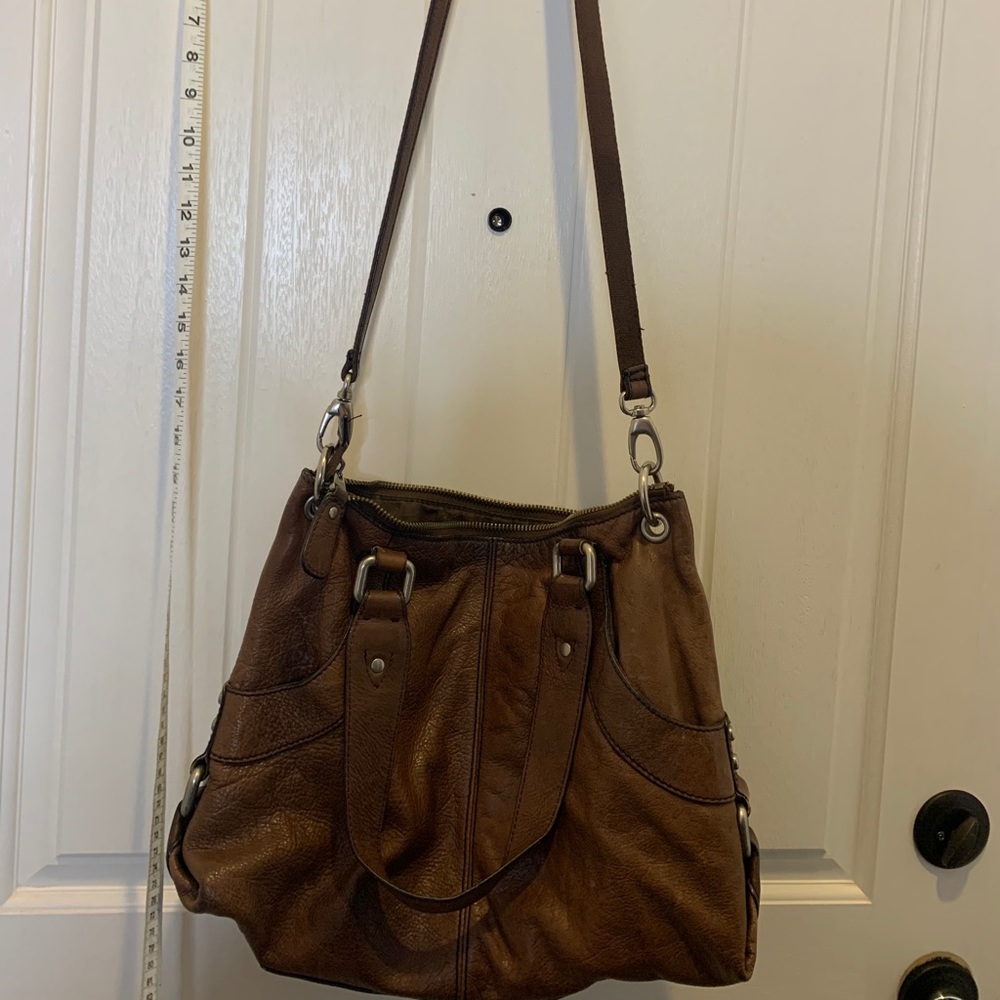 Fossil brown leather shoulder bag